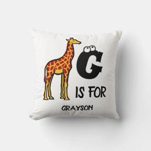 Benutzerdefiniertes Monogramm G ist für Giraffen n Kissen