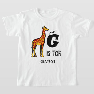 Benutzerdefiniertes Monogramm G ist für Giraffen n T-Shirt