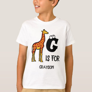 Benutzerdefiniertes Monogramm G ist für Giraffen n T-Shirt