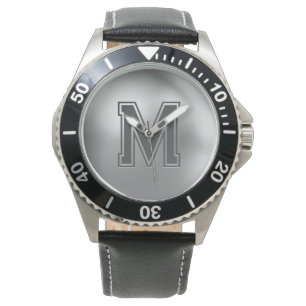 Benutzerdefiniertes Monogramm Gebürstetes Metall C Armbanduhr