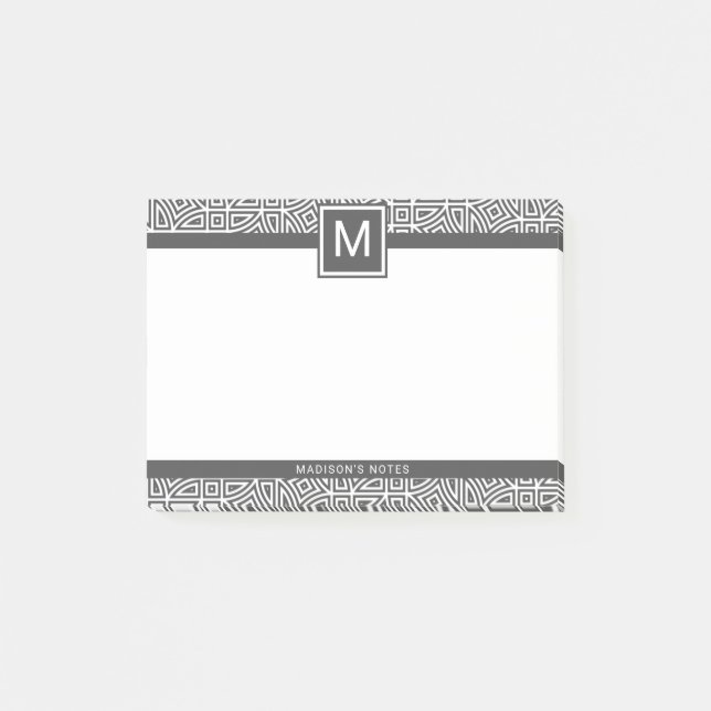 Benutzerdefiniertes Monogramm Geometrisches Abstra Post-it Klebezettel (Vorderseite)