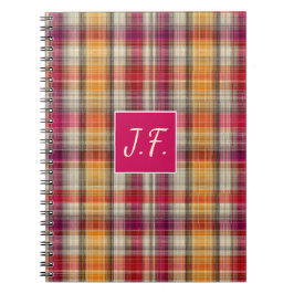 Benutzerdefiniertes Monogramm Gingham-Stil-Muster Notizblock
