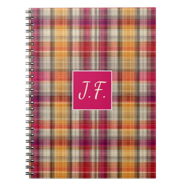 Benutzerdefiniertes Monogramm Gingham-Stil-Muster Notizblock (Vorderseite)