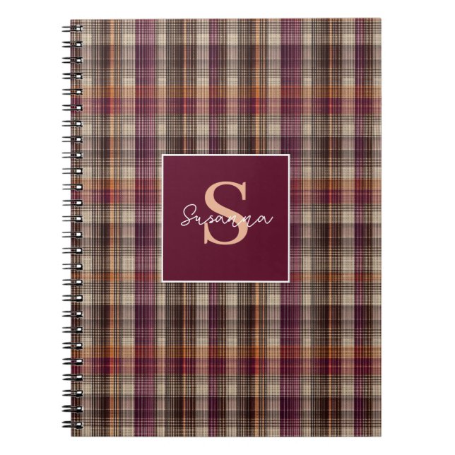 Benutzerdefiniertes Monogramm Gingham-Stil-Muster Notizblock (Vorderseite)