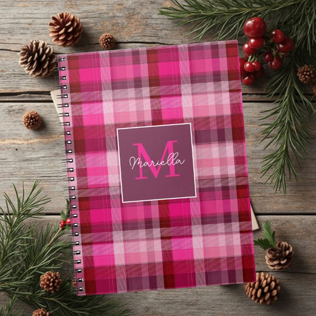 Benutzerdefiniertes Monogramm Gingham-Stil-Muster Notizblock (Von Creator hochgeladen)
