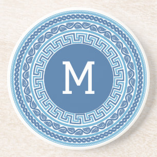 Benutzerdefiniertes Monogramm griechisches Muster Getränkeuntersetzer