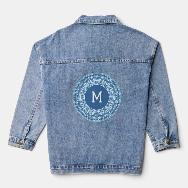 Benutzerdefiniertes Monogramm griechisches Muster Jeansjacke (Rückseite)
