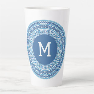 Benutzerdefiniertes Monogramm griechisches Muster Milchtasse