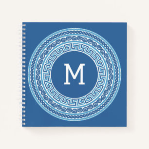 Benutzerdefiniertes Monogramm griechisches Muster Notizbuch