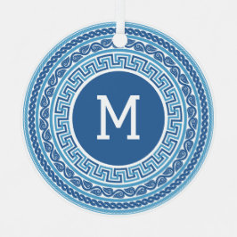 Benutzerdefiniertes Monogramm griechisches Muster Ornament Aus Metall