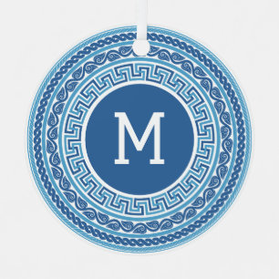 Benutzerdefiniertes Monogramm griechisches Muster Ornament Aus Metall