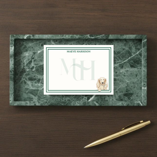 Benutzerdefiniertes Monogramm Handgezeichneter Dac Post-it Klebezettel (Gift custom stationery to the dog lover in your life! )