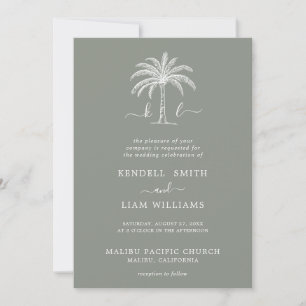 Benutzerdefiniertes Monogramm Hochzeitslogo Palme Einladung