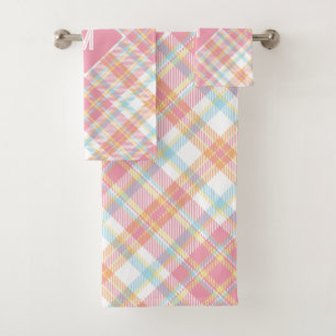 Benutzerdefiniertes Monogramm Kariert / Tartan Mus Badhandtuch Set