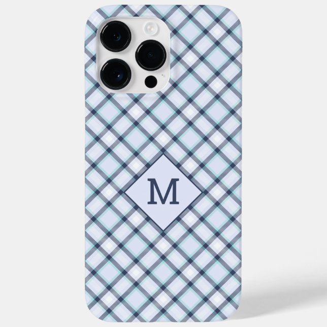 Benutzerdefiniertes Monogramm Kariert / Tartan Mus Case-Mate iPhone 14 Pro Max Hülle (Rückseite)