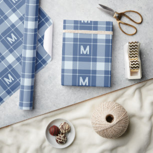 Benutzerdefiniertes Monogramm Kariert / Tartan Mus Geschenkpapier