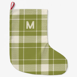 Benutzerdefiniertes Monogramm Kariert / Tartan Mus Großer Weihnachtsstrumpf