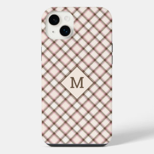 Benutzerdefiniertes Monogramm Kariert / Tartan Mus iPhone 14 Plus Hülle