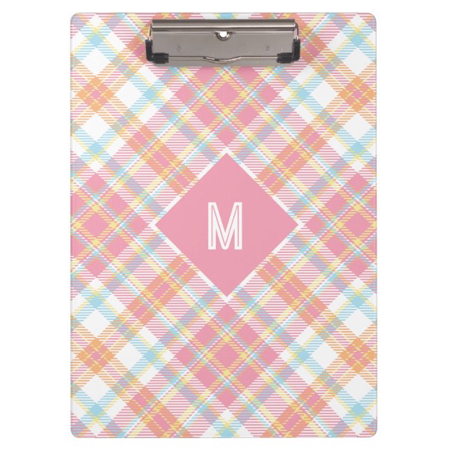 Benutzerdefiniertes Monogramm Kariert / Tartan Mus Klemmbrett (Vorderseite)