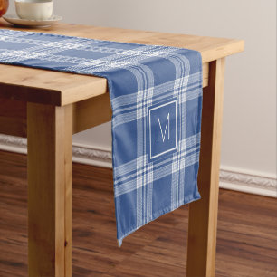 Benutzerdefiniertes Monogramm Kariert / Tartan Mus Kurzer Tischläufer