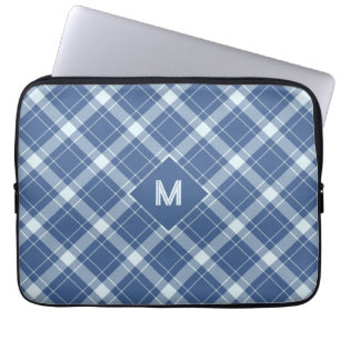 Benutzerdefiniertes Monogramm Kariert / Tartan Mus Laptopschutzhülle