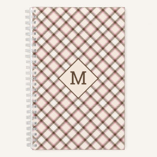 Benutzerdefiniertes Monogramm Kariert / Tartan Mus Notizbuch