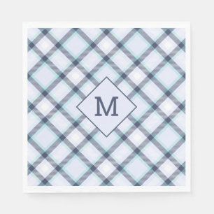 Benutzerdefiniertes Monogramm Kariert / Tartan Mus Serviette