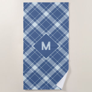 Benutzerdefiniertes Monogramm Kariert / Tartan Mus Strandtuch