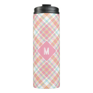 Benutzerdefiniertes Monogramm Kariert / Tartan Mus Thermosbecher
