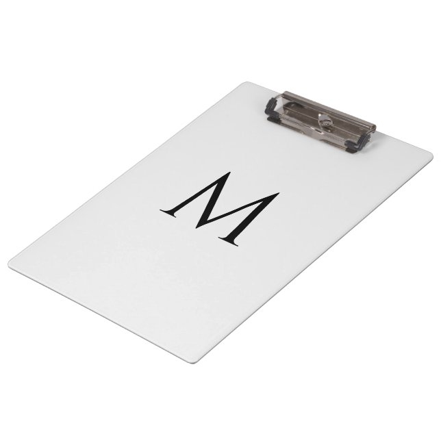 Benutzerdefiniertes Monogramm Klassik Weiß Profess Klemmbrett (Schrägansicht)