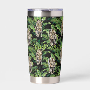 Benutzerdefiniertes Monogramm-Leopard-Muster Thermobecher