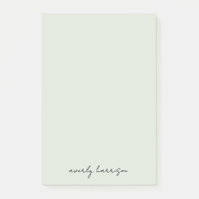 Benutzerdefiniertes Monogramm Light Sage Chic Mini Post-it Klebezettel (Vorderseite)