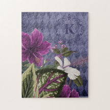 Benutzerdefiniertes Monogramm Lila Blumen