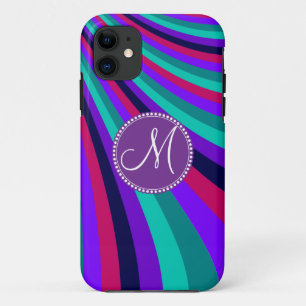 Benutzerdefiniertes Monogramm Lila Pink Aqua Regen Case-Mate iPhone Hülle
