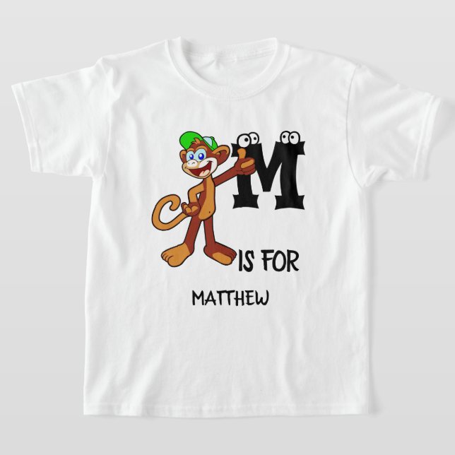 Benutzerdefiniertes Monogramm M für Affen niedlich T-Shirt (Ablage )