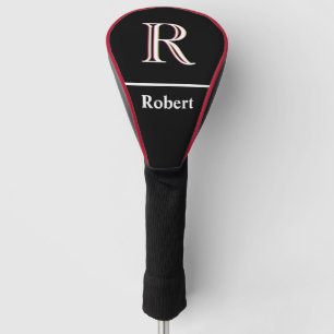 Benutzerdefiniertes Monogramm mit Name Schwarz-wei Golf Headcover