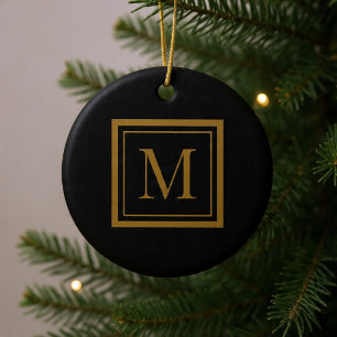 Benutzerdefiniertes Monogramm mit schwarzem und go Keramik Ornament