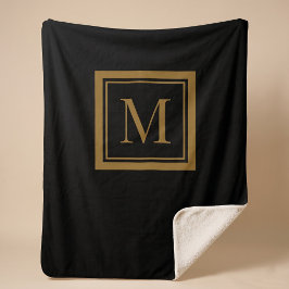 Benutzerdefiniertes Monogramm mit schwarzem und go Sherpadecke