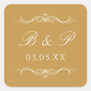 Benutzerdefiniertes Monogramm Moderne Elegante Gol Quadratischer Aufkleber