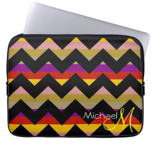 Benutzerdefiniertes Monogramm Modernes Chevron-Zic Laptopschutzhülle