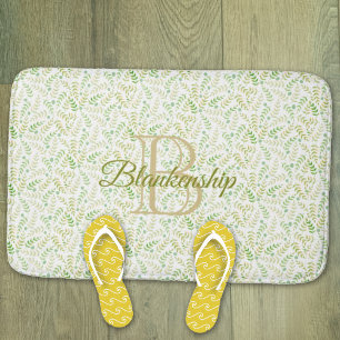 Benutzerdefiniertes Monogramm Name Art Fern Leaf M Badematte