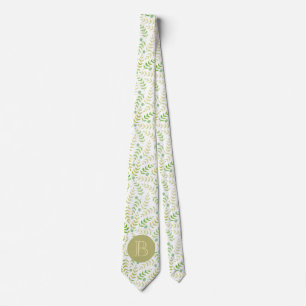 Benutzerdefiniertes Monogramm Name Art Fern Leaf M Krawatte