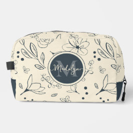 Benutzerdefiniertes Monogramm Name Charcocreme Flo Waschbeutel