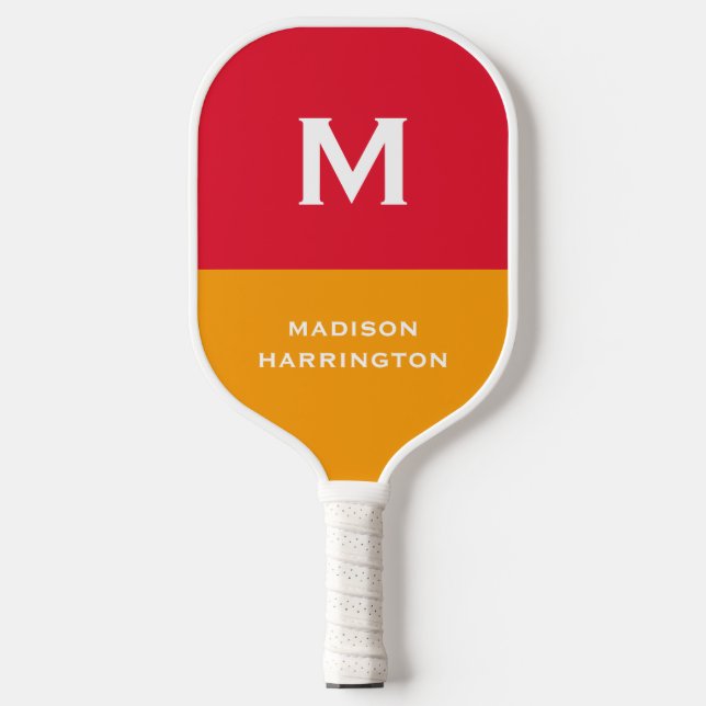 Benutzerdefiniertes Monogramm, Name & Farbe Pickle Pickleball Schläger (Vorderseite)
