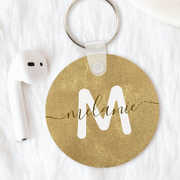 Benutzerdefiniertes Monogramm Name Goldfolie Luxus Schlüsselanhänger