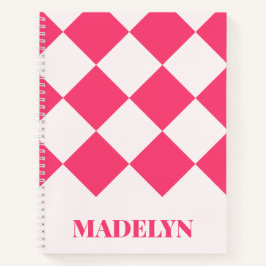 Benutzerdefiniertes Monogramm Name Pink & Weiß Geo Notizbuch
