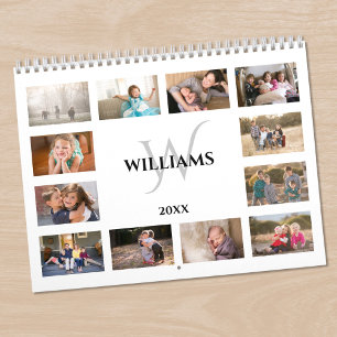 Benutzerdefiniertes Monogramm Name Weiß Foto Kalender