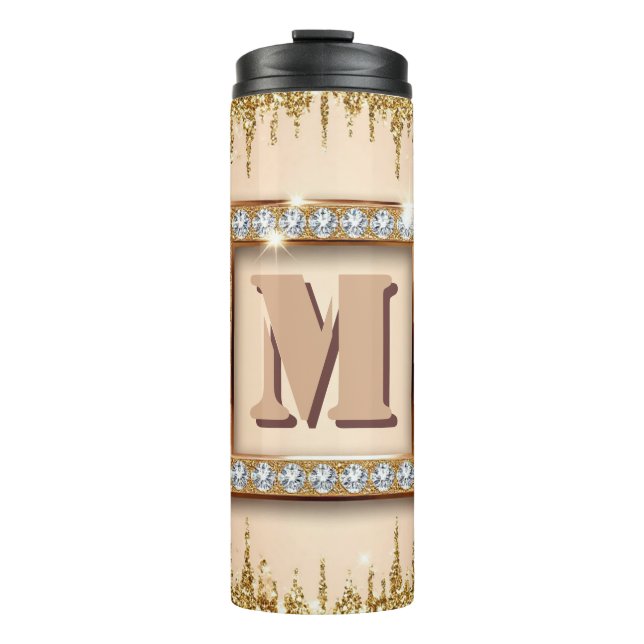 Benutzerdefiniertes Monogramm Namensdesign ✨ Thermosbecher (Vorderseite)