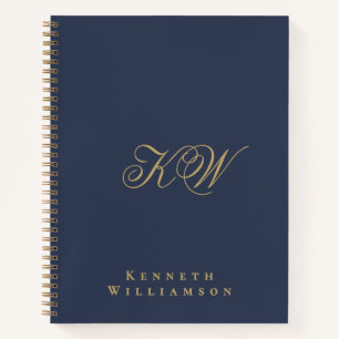 Benutzerdefiniertes Monogramm Navy Blau Gold Minim Notizbuch