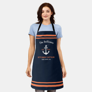 Benutzerdefiniertes Monogramm Navy Koralle Yacht K Schürze